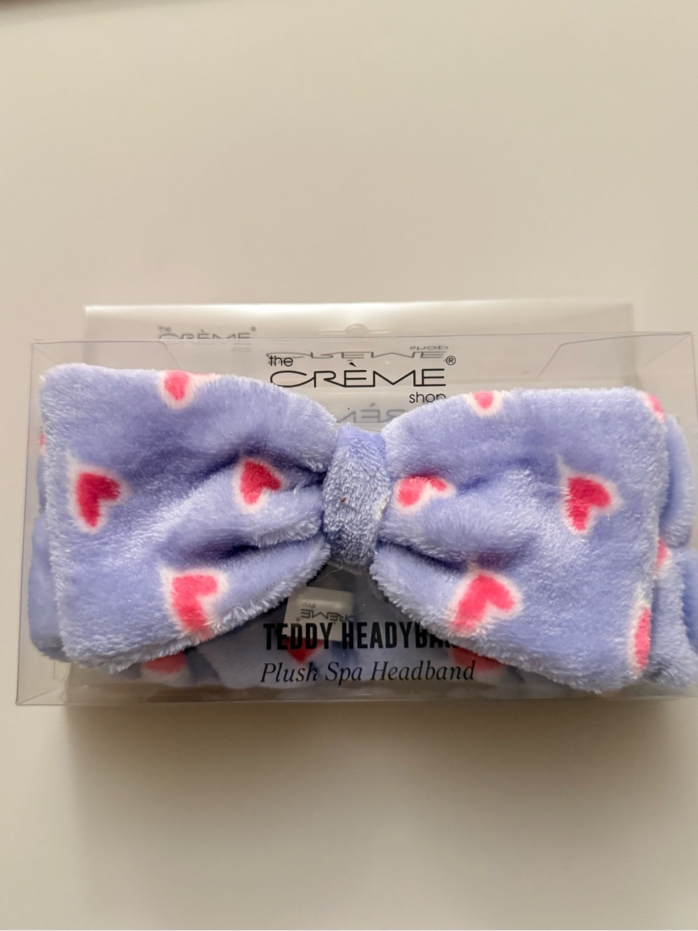 Plush Spa Headband with Pink Hearts - "Teddy Headyband"